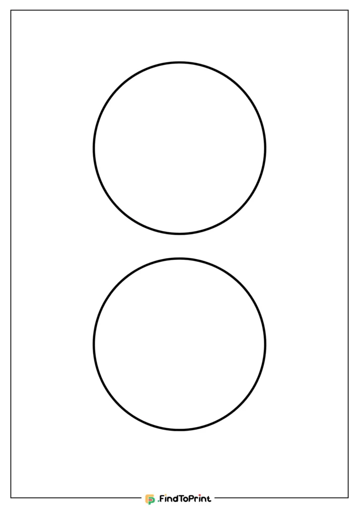 Printable 4-inch circle template with two large, evenly spaced empty circles arranged vertically on the page.