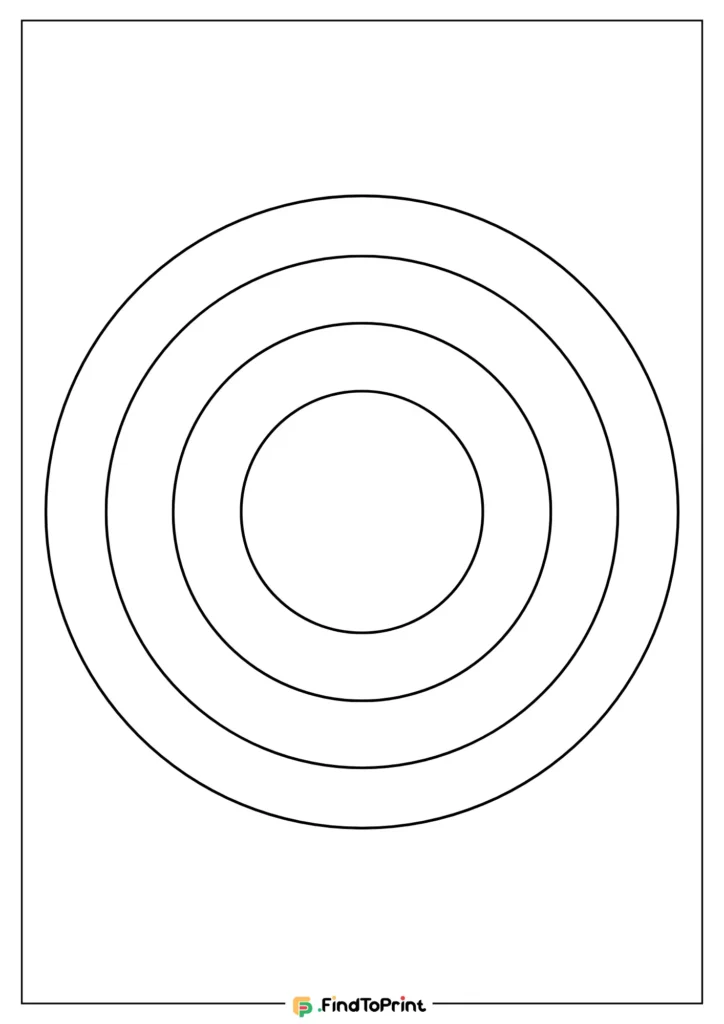 Big circle printable template featuring four concentric circles, each progressively larger, centered on the page.