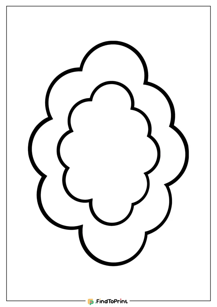 Free printable large cloud template with three concentric cloud outlines in black on a white background, designed for crafting, coloring, or educational purposes.