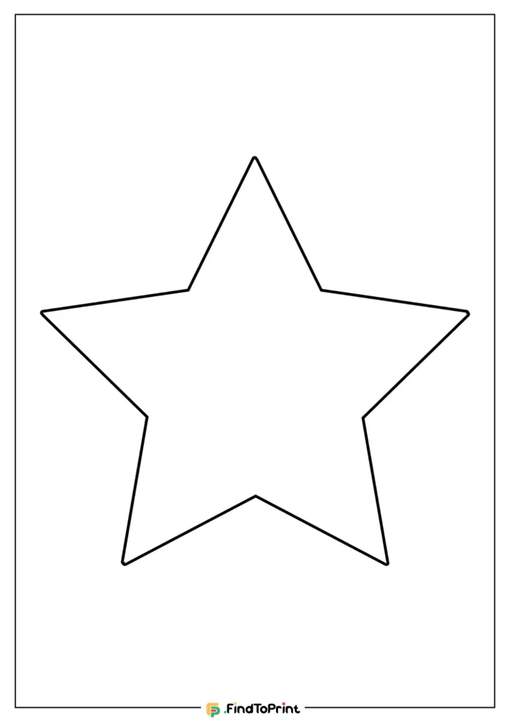 A large printable five-pointed star template outlined in black on a plain white background.